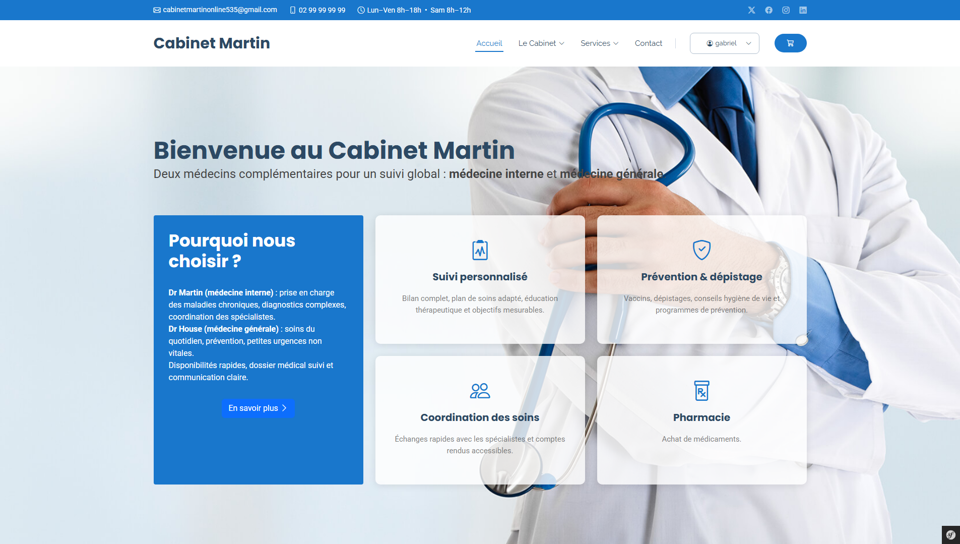 Plateforme médicale - Prise de rendez-vous, boutique